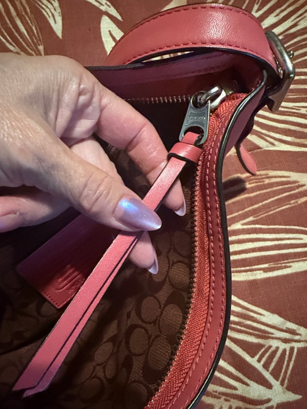 Coach Coral Pink Leather Crossbody Bag - Picture 6 of 10